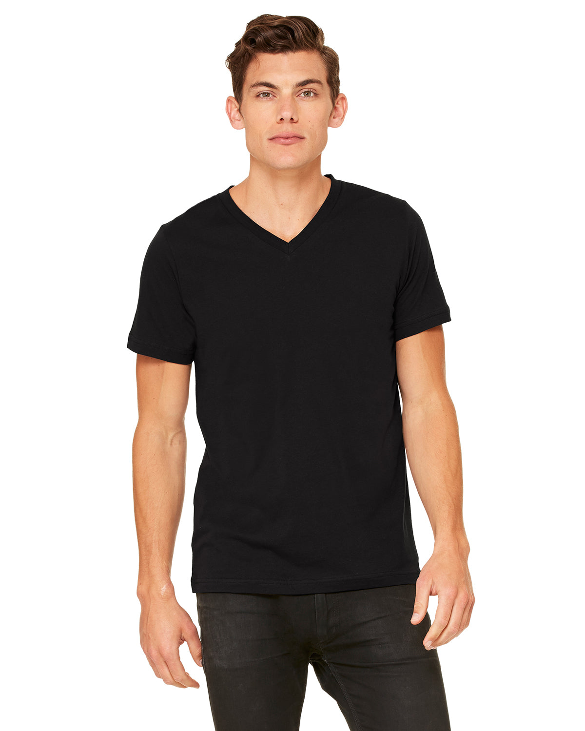 Unisex Jersey Short-Sleeve V-Neck T-Shirt - Black