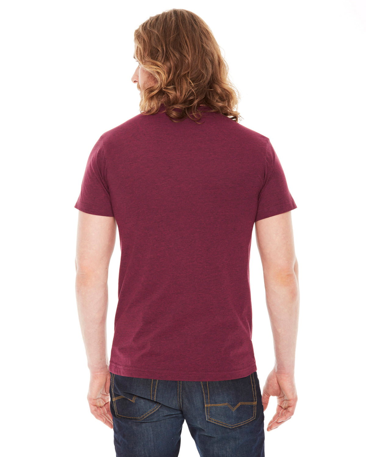 Unisex Poly-Cotton Short-Sleeve Crewneck - Heather Cranberry