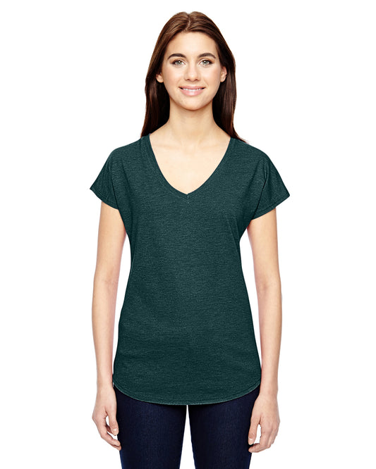Women's Triblend V-Neck T-Shirt - Heather Dark Green