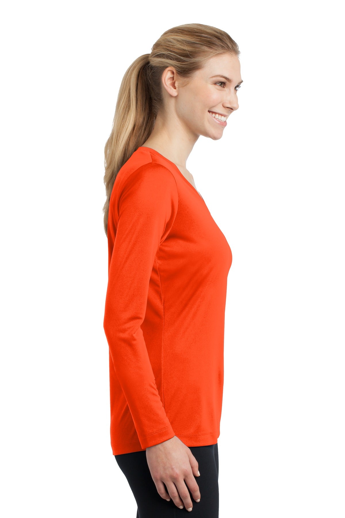 Women's Long Sleeve PosiCharge Competitor V-Neck Tee - Neon Orange