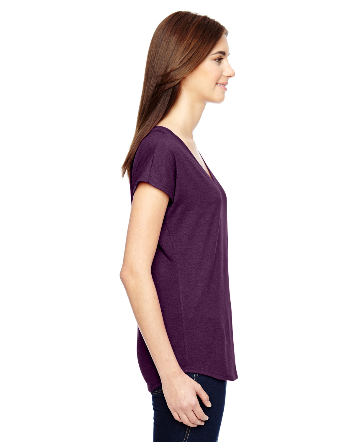 Women's Triblend V-Neck T-Shirt - Heather Aubergine