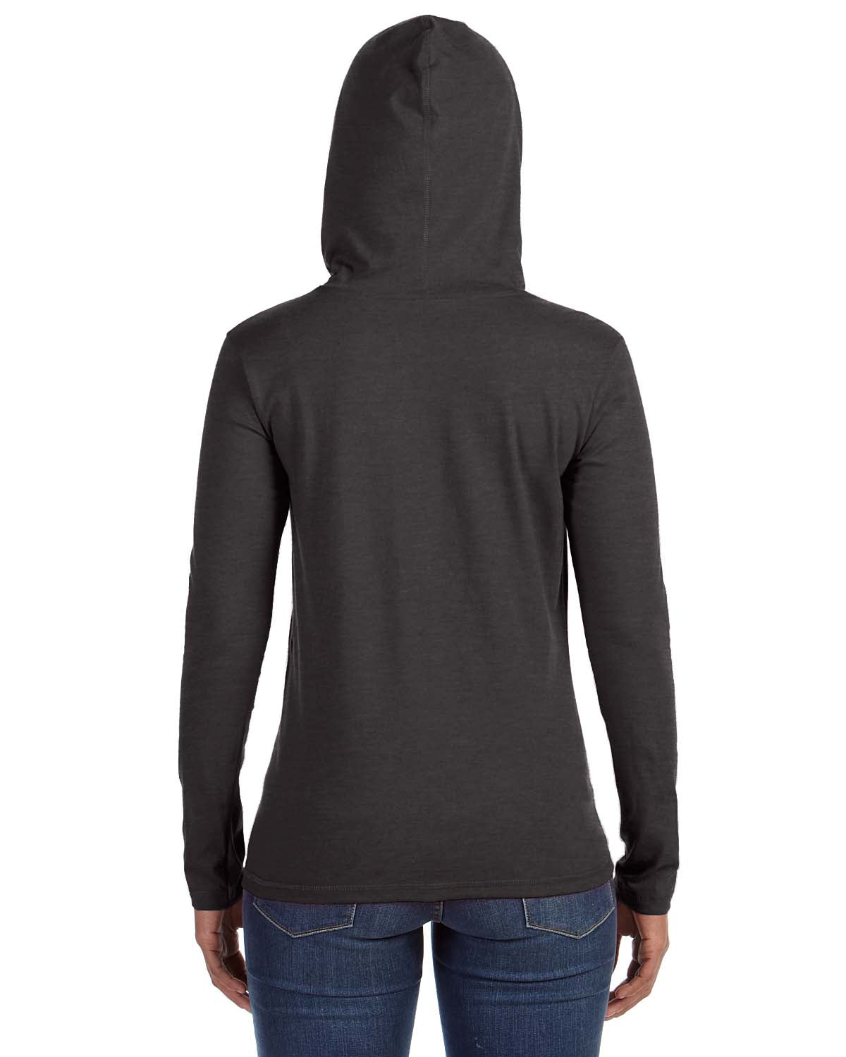 Women's Lightweight Long-Sleeve Hooded T-Shirt - Heather Dark Gray / Dark Gray