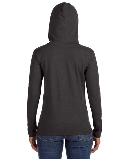 Women's Lightweight Long-Sleeve Hooded T-Shirt - Heather Dark Gray / Dark Gray