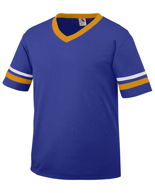 Unisex Sleeve Stripe Jersey - Purple / Gold / White