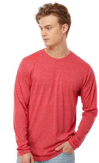 Unisex Poly-Rich Long Sleeve Tee - Heather Red
