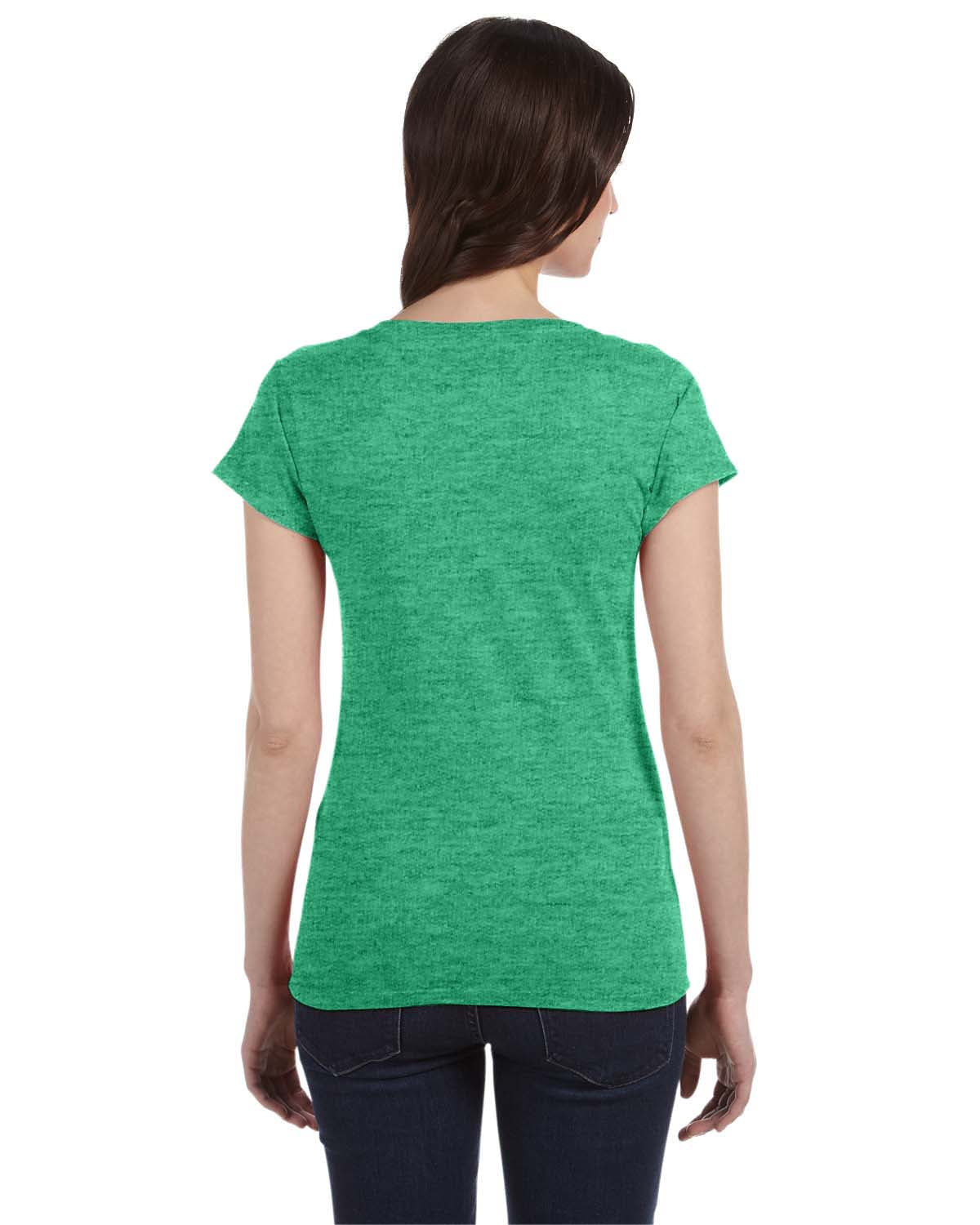 Women's SoftStyle® Fitted V-Neck T-Shirt - Heather Irish Green
