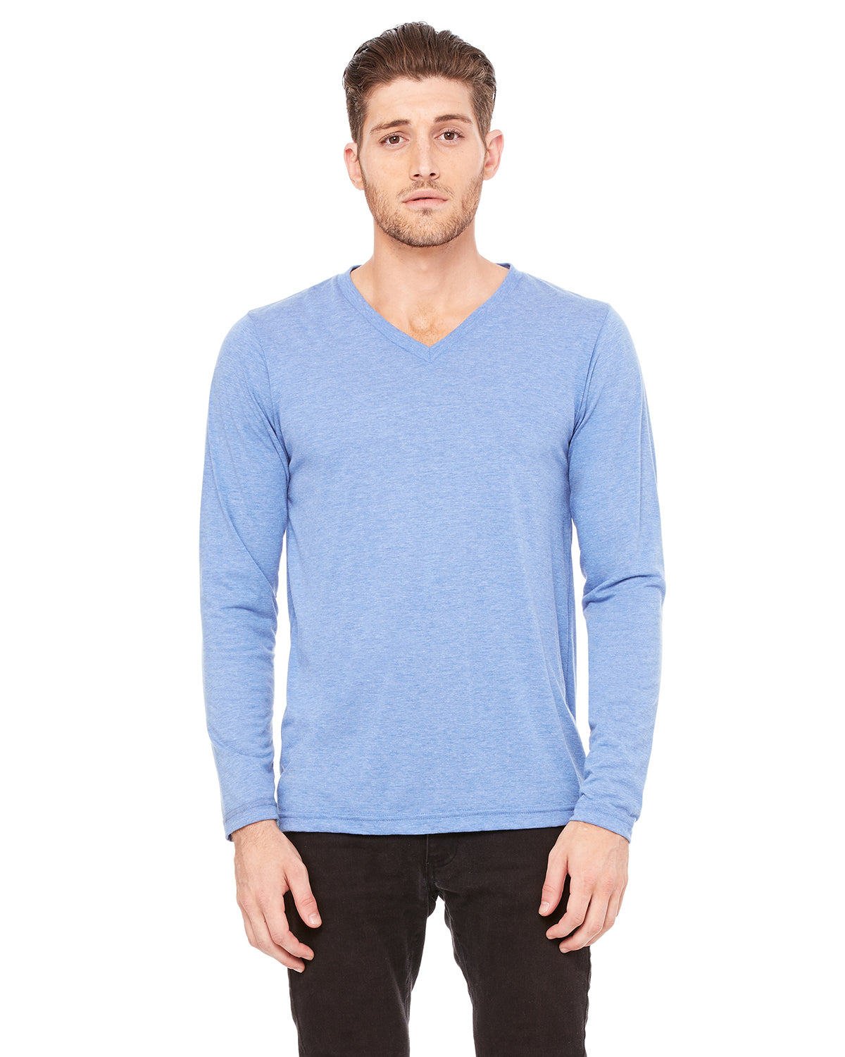 Unisex Jersey Long-Sleeve V-Neck T-Shirt - Blue Triblend