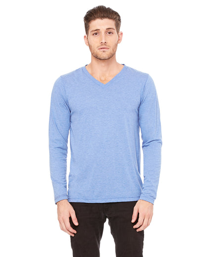 Unisex Jersey Long-Sleeve V-Neck T-Shirt - Blue Triblend