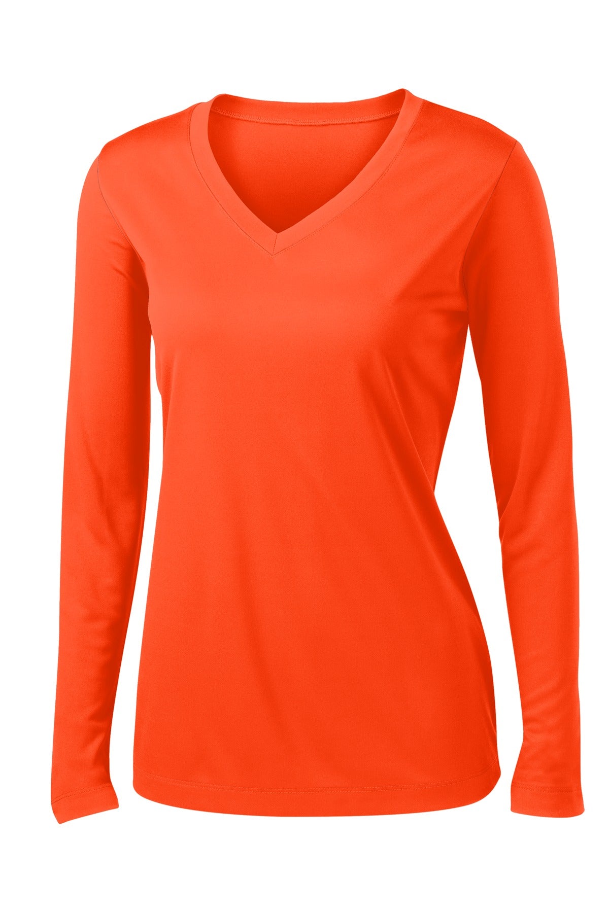 Women's Long Sleeve PosiCharge Competitor V-Neck Tee - Neon Orange