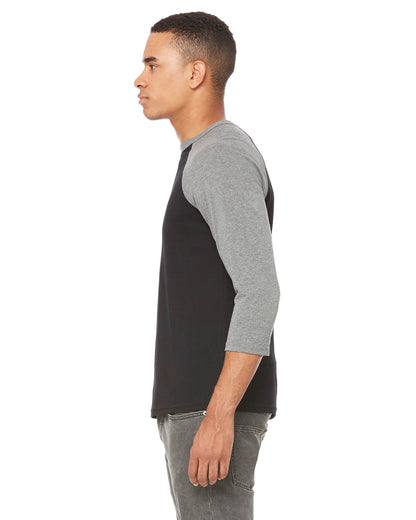 Unisex 3/4-Sleeve Baseball T-Shirt - Black / Heather Deep