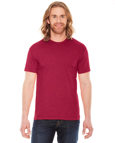 Unisex Poly-Cotton Short-Sleeve Crewneck - Heather Red