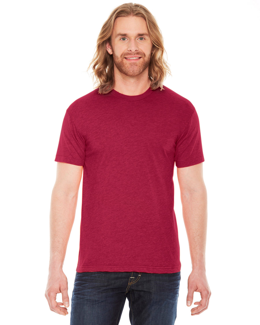 Unisex Poly-Cotton Short-Sleeve Crewneck - Heather Red