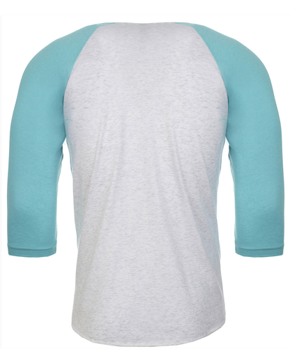 Unisex Triblend 3/4-Sleeve Raglan - Teal Blue / Heather White