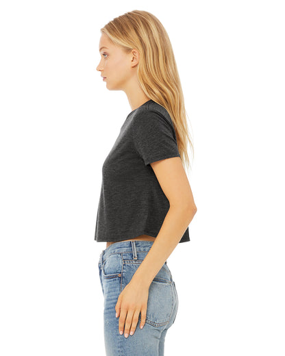 Women's Flowy Cropped T-Shirt - Heather Dark Gray