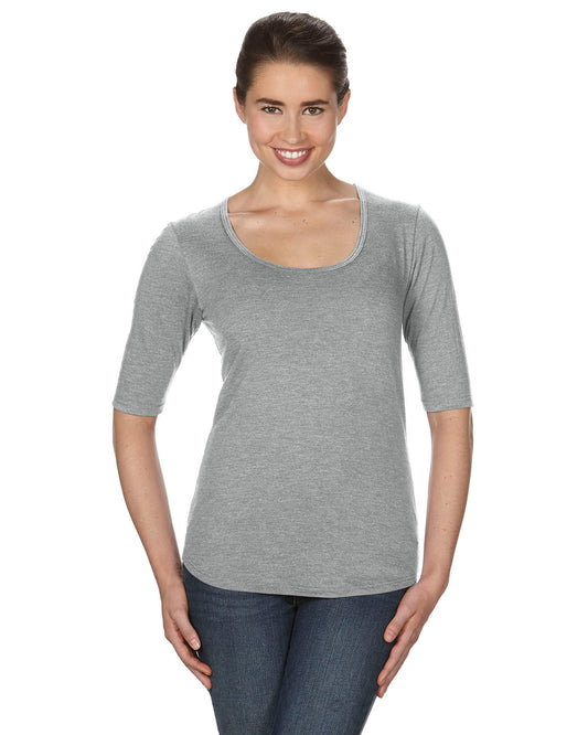 Women's Triblend Deep Scoop 1/2-Sleeve T-Shirt - Heather Gray