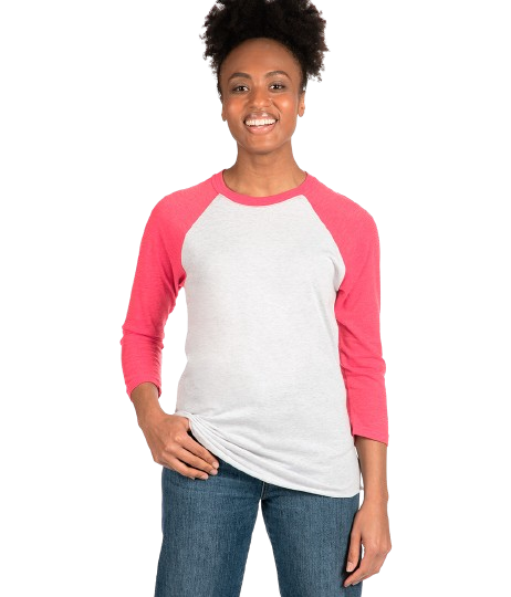 Unisex Triblend 3/4-Sleeve Raglan - Vintage Pink / Heather White