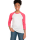 Next Level 6051 - Unisex Triblend 3/4-Sleeve Raglan - Vintage Pink / Heather White