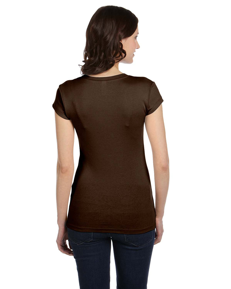 Women's Sheer Mini Rib Short-Sleeve T-Shirt - Chocolate