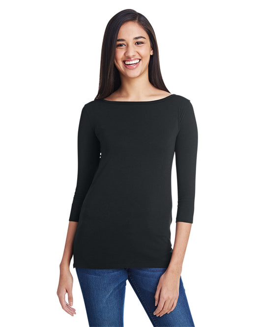 Women's Stretch 3/4 Sleeve T-Shirt - Black