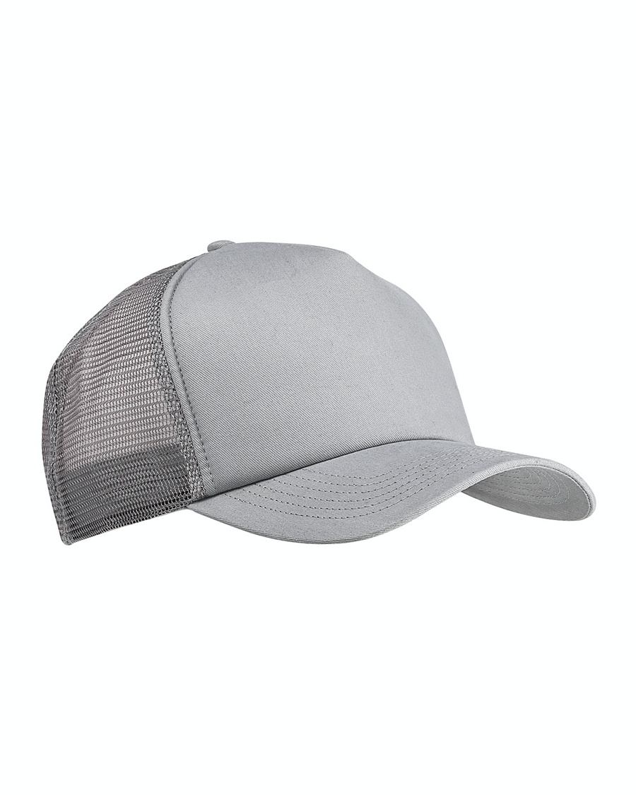 5-Panel Twill Trucker Cap - Light Gray