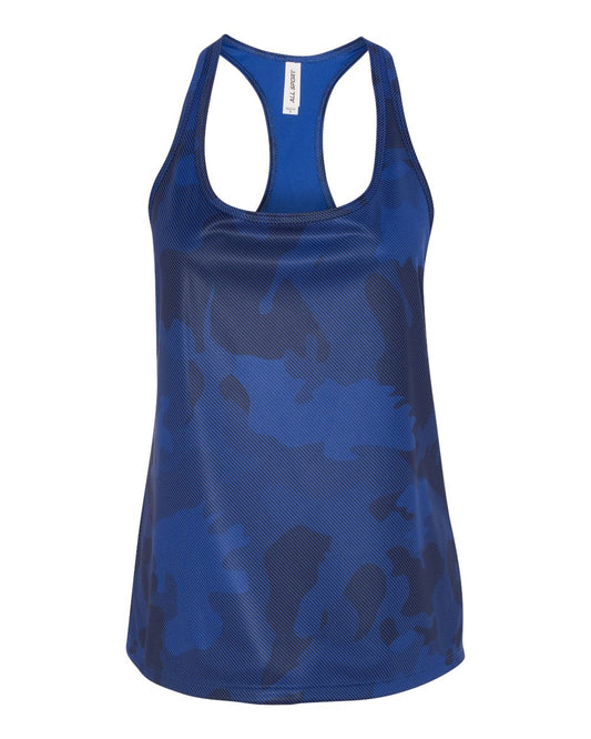 Women's Performance Racerback Tank - Sport Royal Laser Camo