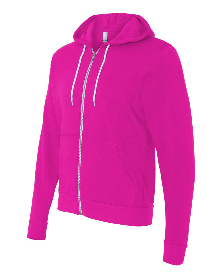Unisex Poly-Cotton Sponge Fleece Full-Zip Hoodie - Neon Pink