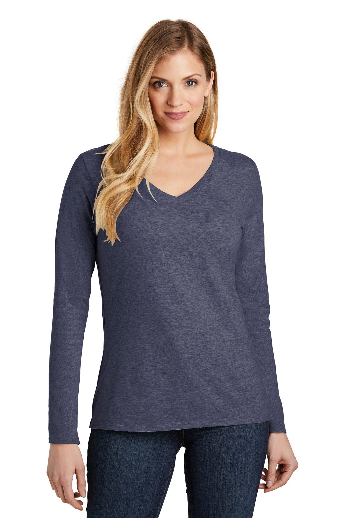 Women's Very Important Tee Long Sleeve V-Neck - Heather Navy