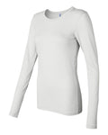 Women's Long Sleeve Sheer Mini Rib Tee - White