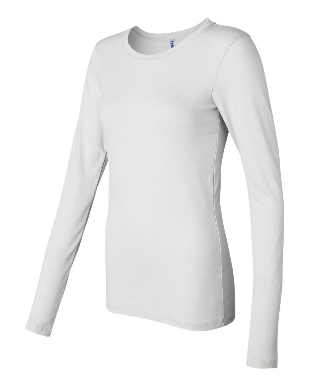 Women's Long Sleeve Sheer Mini Rib Tee - White