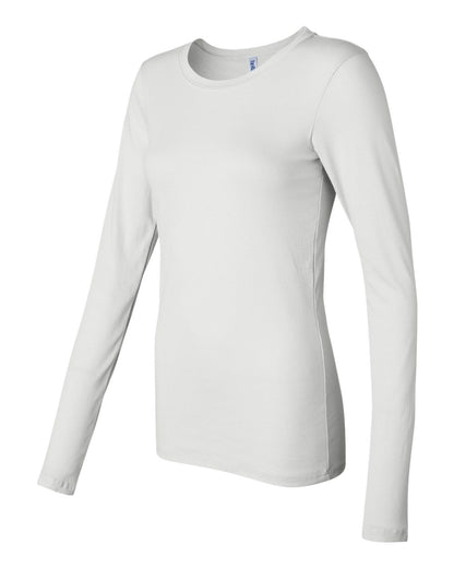 Women's Long Sleeve Sheer Mini Rib Tee - White