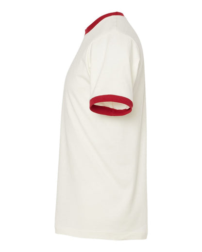 Unisex Fine Jersey Ringer Tee - Vintage White/ Rio Red