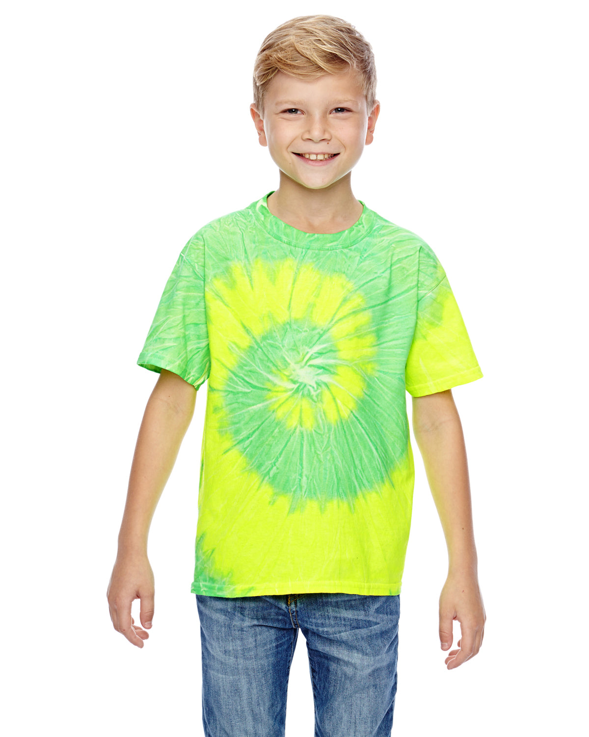 Youth 100% Cotton T-Shirt - Flo Yellow / Lime