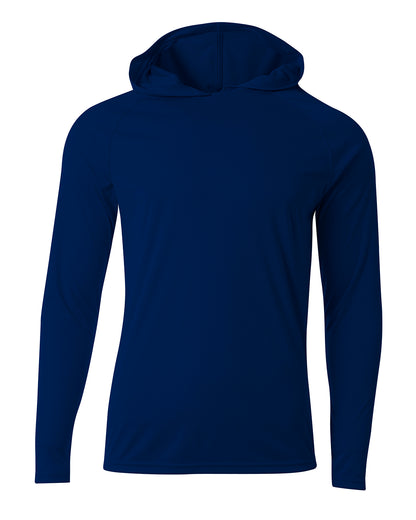 A4 Unisex Cooling Long Sleeve Hooded Tee - Navy