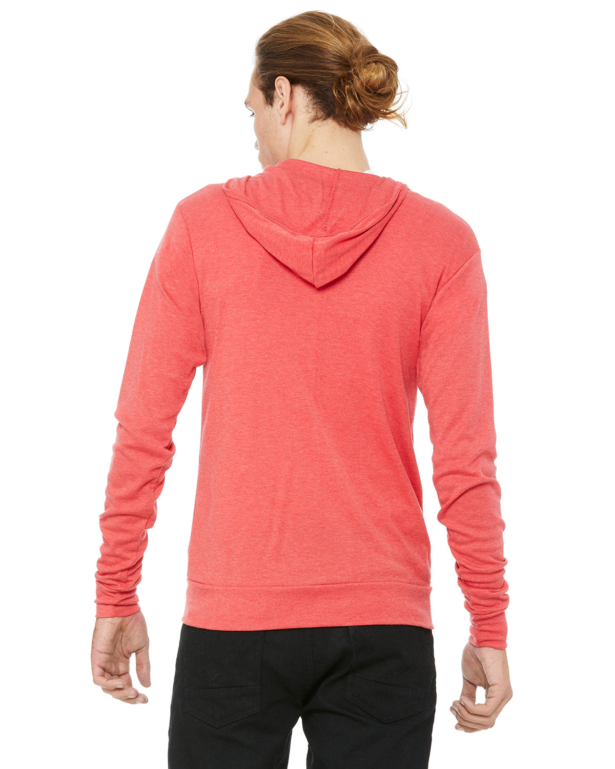 Unisex Triblend Full-Zip Lightweight Hoodie - Light Red Triblend