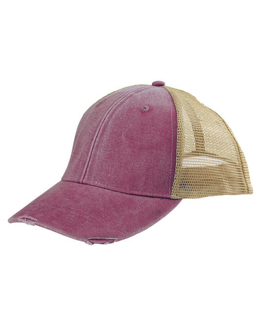 Distressed Ollie Cap - Burgundy / Tan