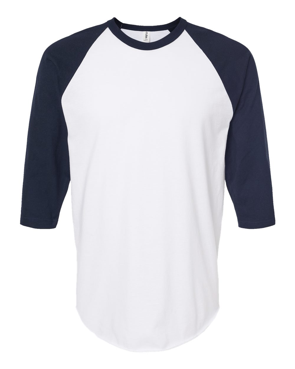 Unisex Fine Jersey Raglan Tee - White / Navy