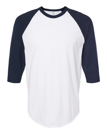 Unisex Fine Jersey Raglan Tee - White / Navy