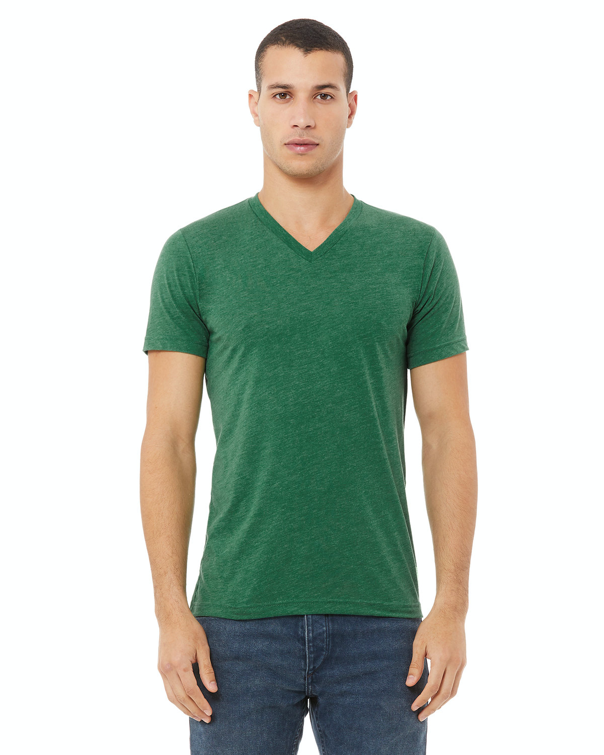 Unisex Jersey Short-Sleeve V-Neck T-Shirt - Heather Grass Green