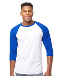 Unisex Fine Jersey Raglan Tee - White / Royal