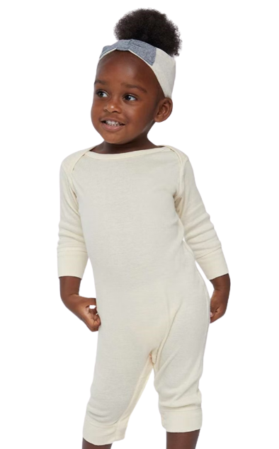 Infant Long-Sleeve Baby Rib Coverall - Natural