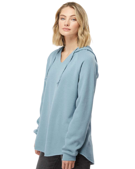 Women’s Lightweight California Wave Wash Hoodie - Misty Blue