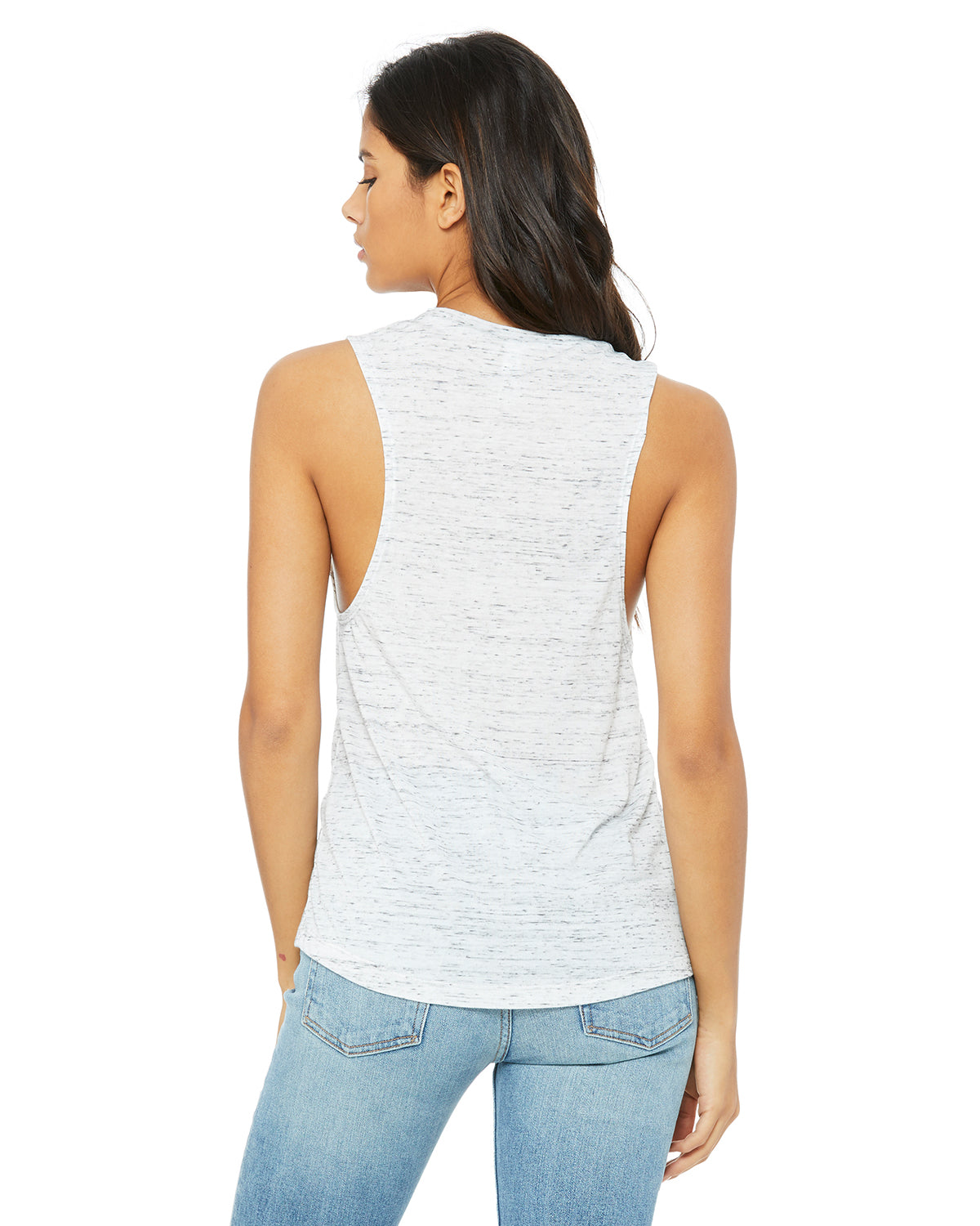 Women's Flowy Scoop Muscle Tank - White Marble