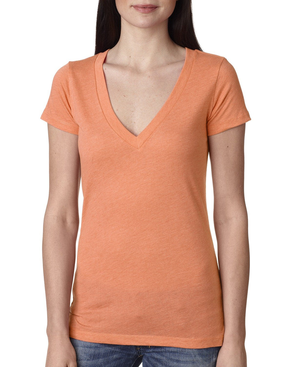 Women's Triblend Deep V - Vintage Light Orange