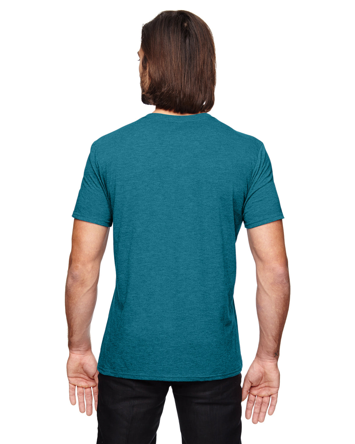 Unisex Triblend V-Neck T-Shirt - Heather Galapagos Blue