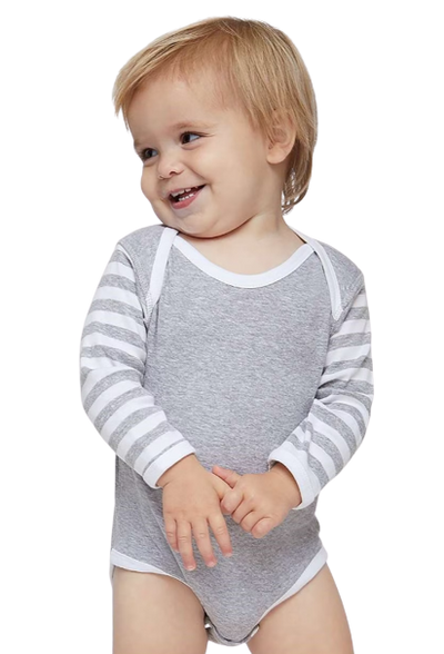Infant Long-Sleeve Bodysuit - Heather / White / Heather White St