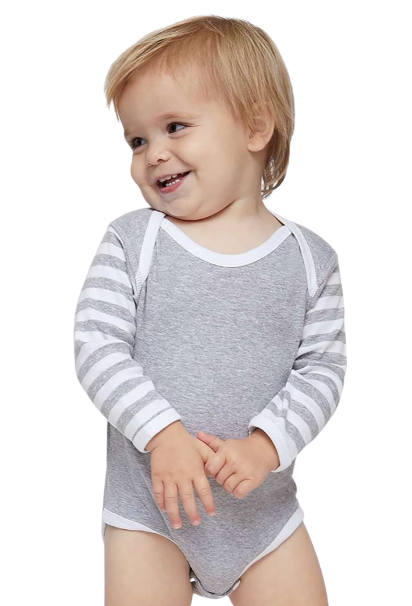 Infant Long-Sleeve Bodysuit - Heather / White / Heather White St
