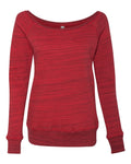 Women's Sponge Fleece Wide Neck Sweatshirt - Red Marble Fleece