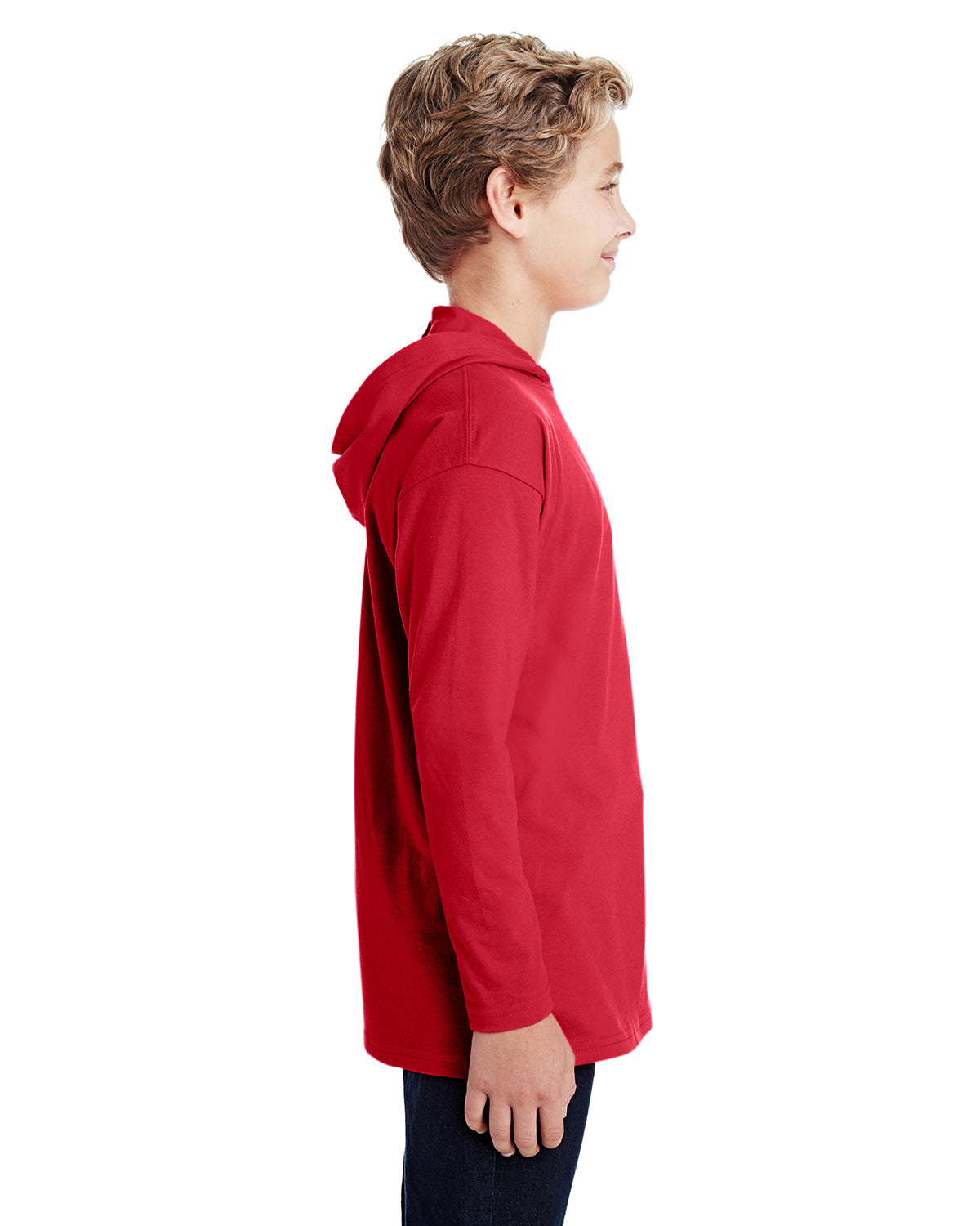 Youth Long-Sleeve Hooded T-Shirt - Red
