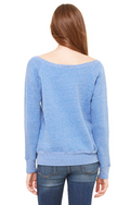 Women's Sponge Fleece Wide Neck Sweatshirt - Blue Triblend
