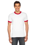 UNISEX Poly-Cotton Short-Sleeve Ringer T-Shirt - White / Red